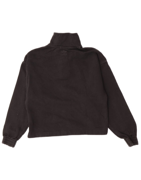 Adidas Womens Crop Sweatshirt Jumper UK 10 Petit Noir Colorblock