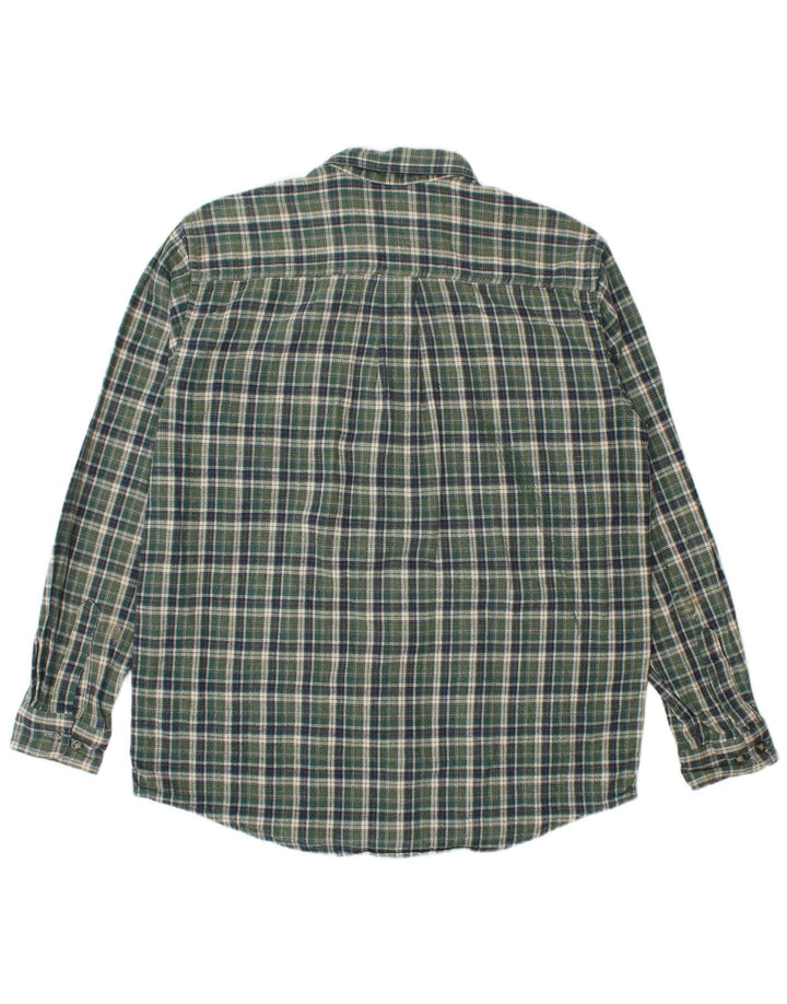 L.L.Bean Mens Flannel Shirt Medium Green Plaid Cotton