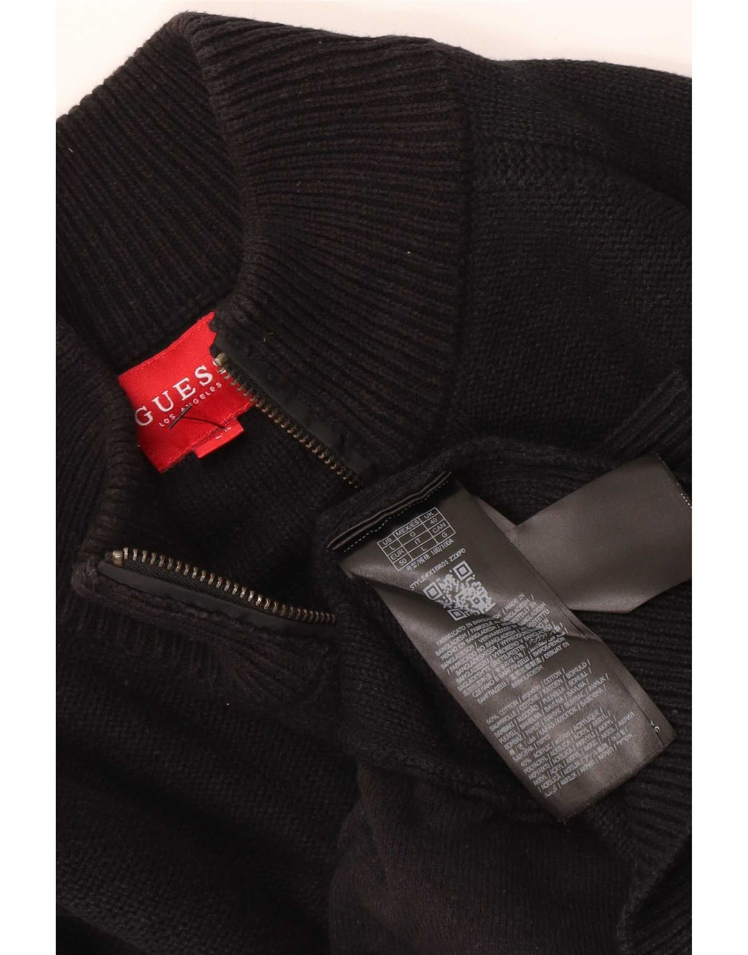 Guess Mens Full Zip Cardigan Sweater UK 40 Medium Black Cotton