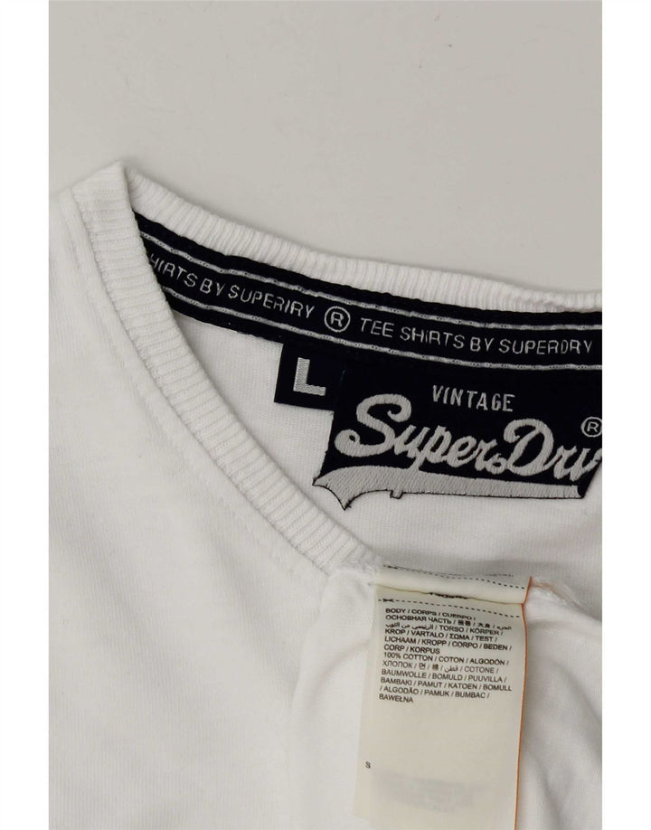 Superdry Mens T-Shirt Top Large White Cotton