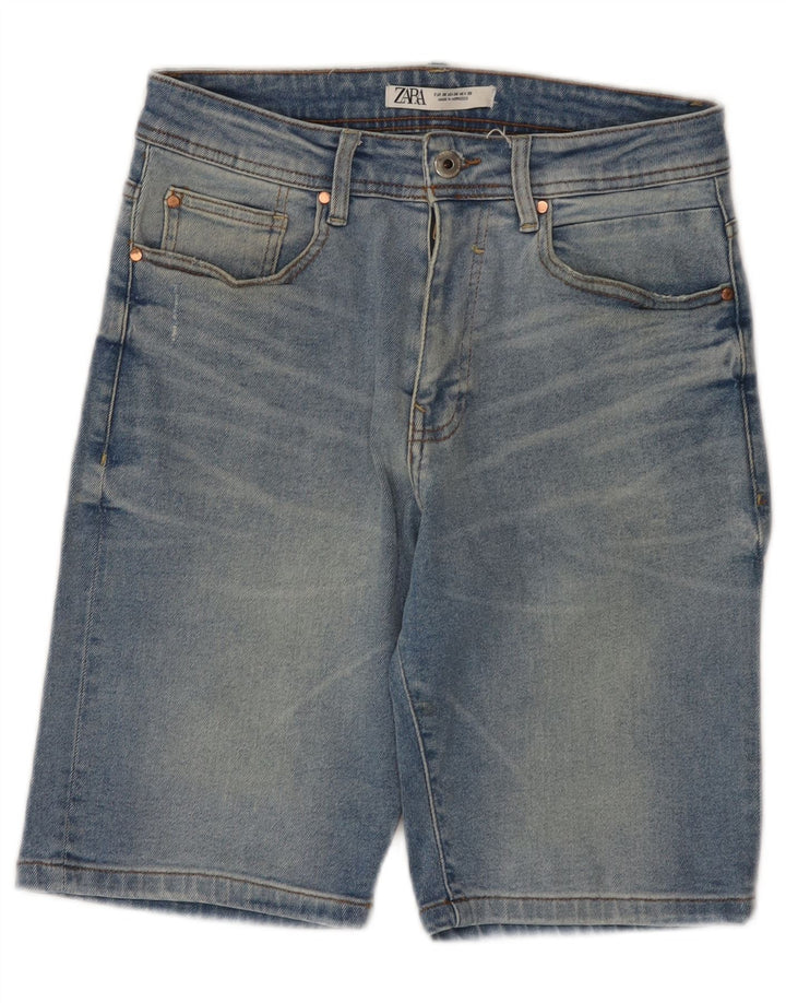 Zara Mens Denim Shorts EU 38 Small W30 Blue Cotton