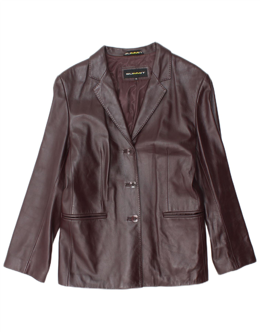Summit Damen-Blazerjacke aus Leder mit 3 Knöpfen, UK 14, mittleres burgunderrotes Leder