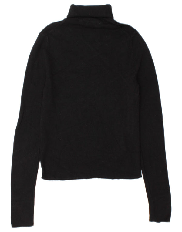 Zara Womens Crop Roll Neck Jumper Sweater UK 12 Medium Black Viscose