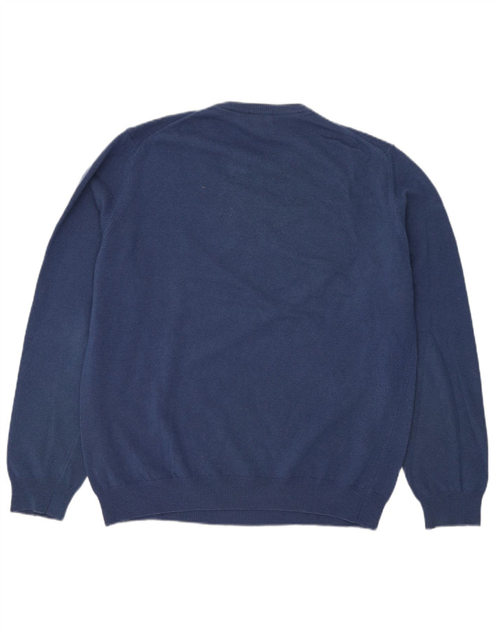 Henry Cottons Mens Crew Neck Jumper Sweater 2XL Blue Wool