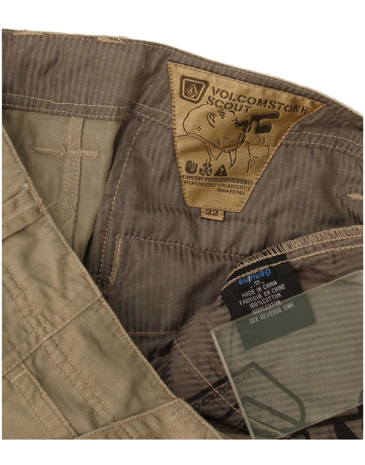 Volcom Mens Straight Cargo Trousers W32 L27 Khaki Cotton