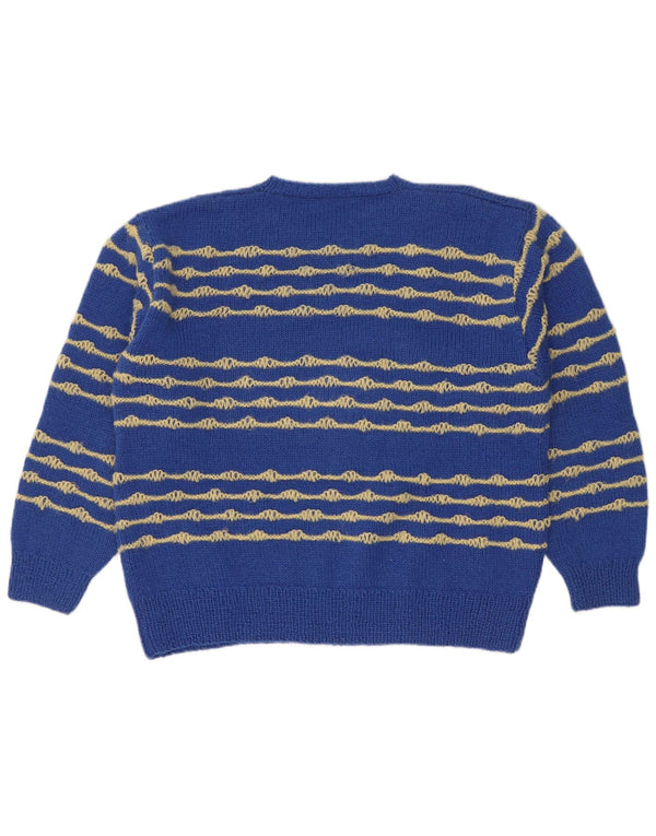 Vintage γυναικείο πουλόβερ με λαιμόκοψη UK 18 XL μπλε ριγέ