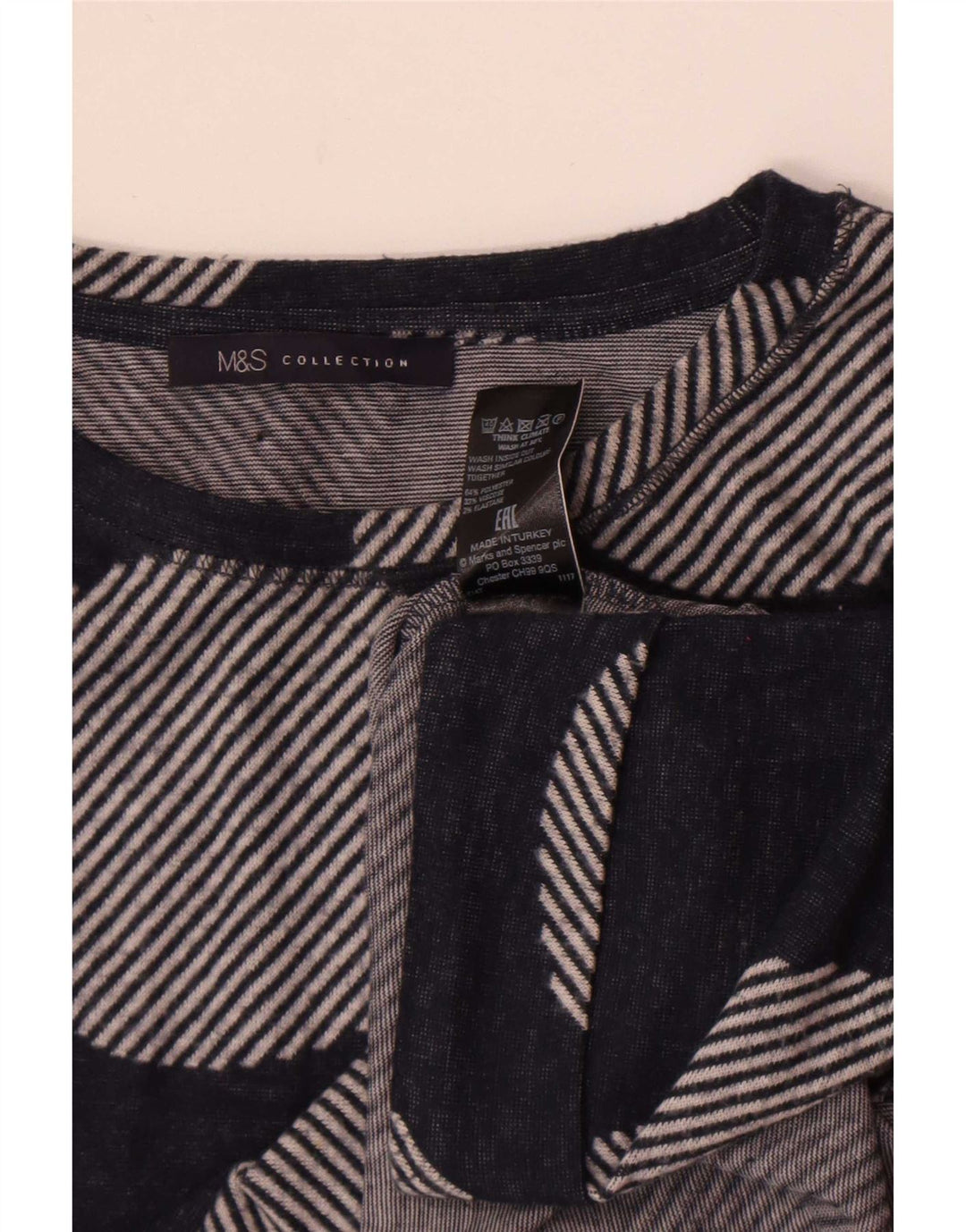 Marks & Spencer Damski top z rękawem 3/4 UK 12, średni granatowy geometryczny