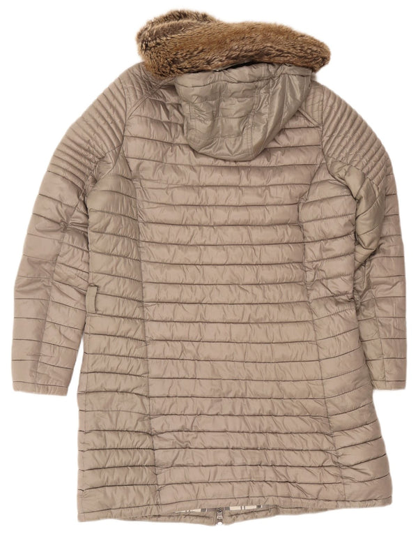 Barbour Dame Hætte Polstret Frakke UK 14 Large Grå Polyester