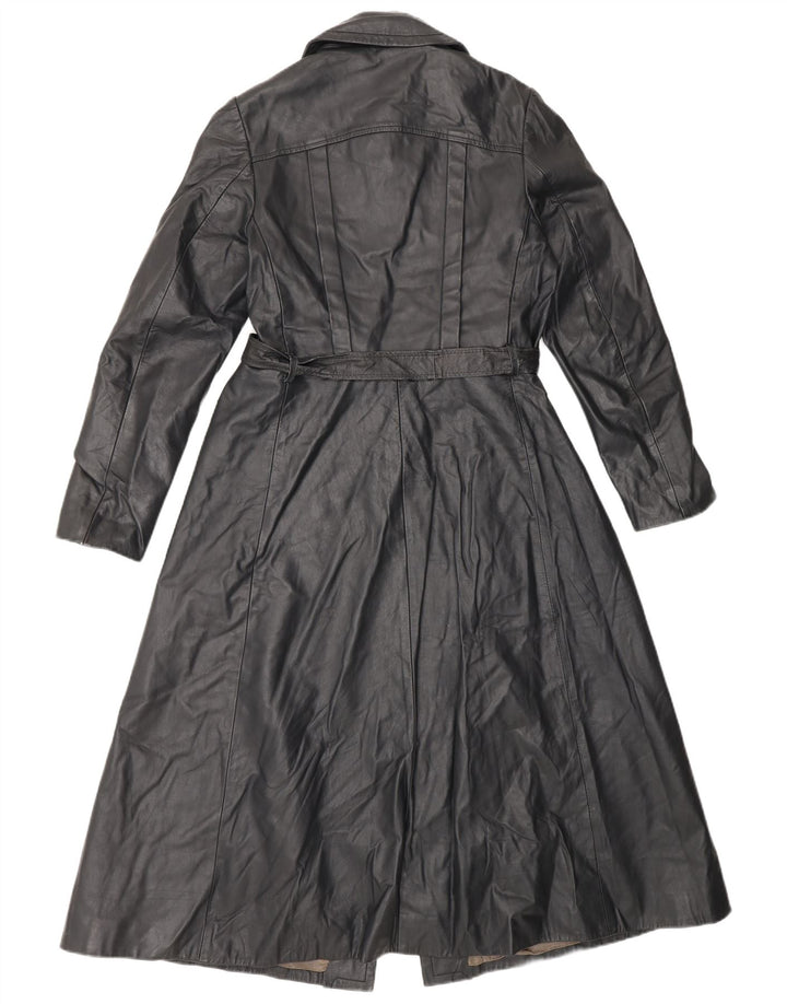 Cappotto vintage in pelle da donna IT 42 Medio Nero