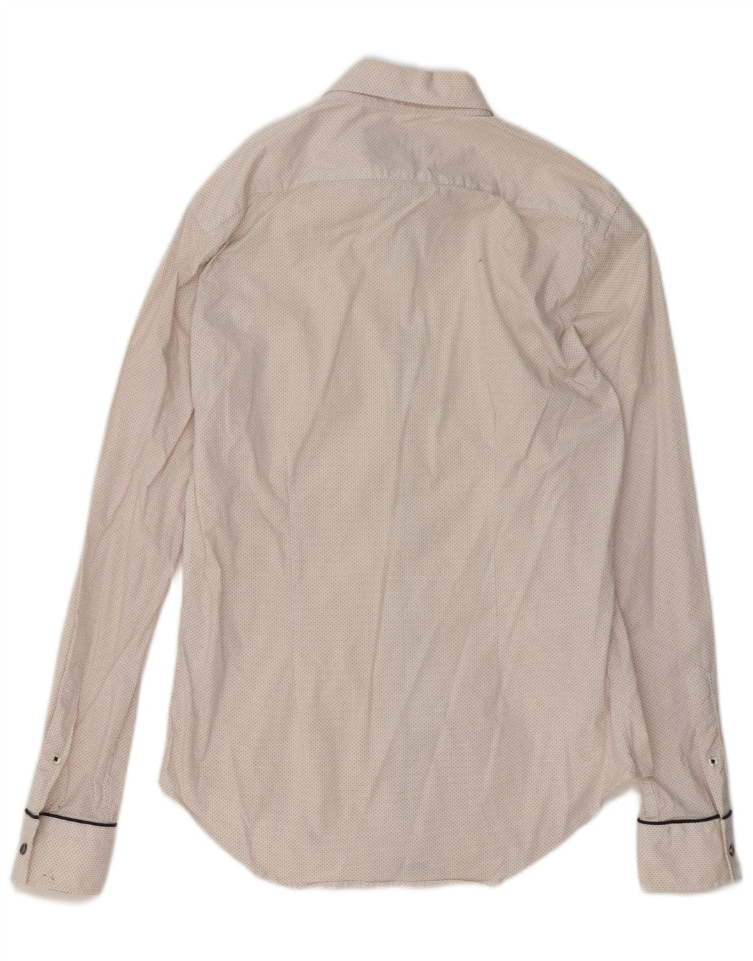 Zara Mens Slim Fit Shirt Medium White Spotted Cotton