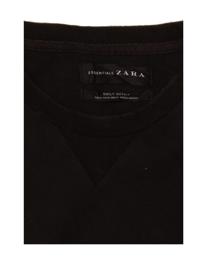 ZARA Mens Sweatshirt Jumper Medium Black Vintage Zara and Second-Hand Zara from Messina Hembry 