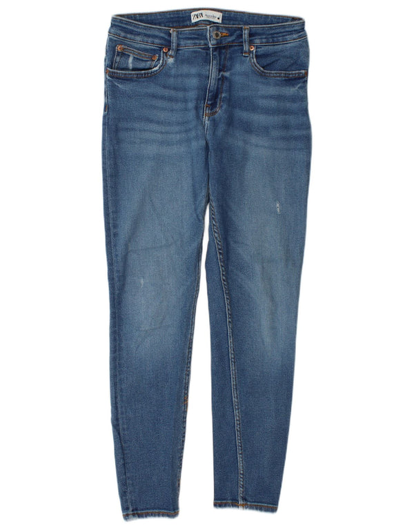Zara Jeans ajustados desgastados para mujer EU 42 Large W32 L29 Algodón azul
