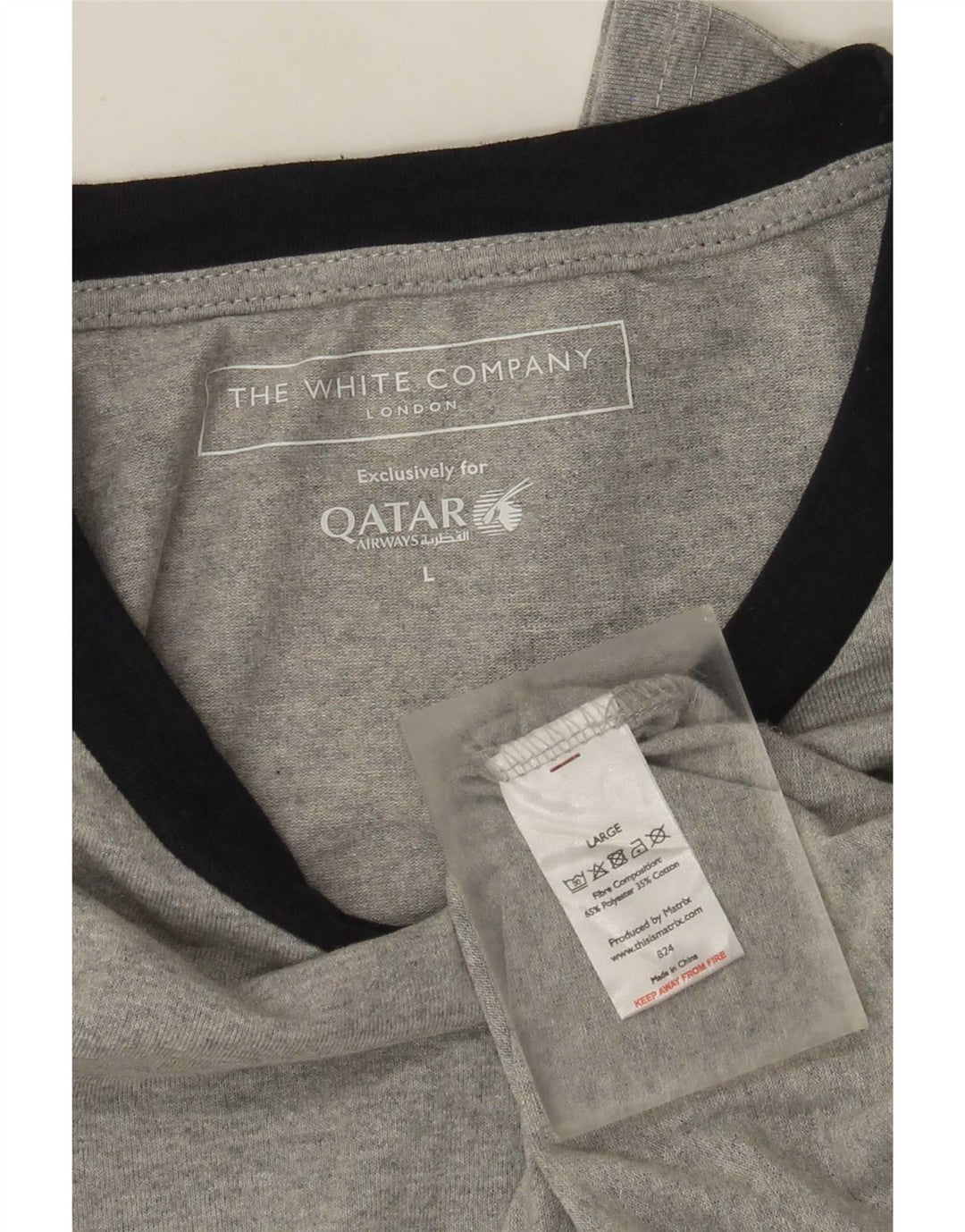The White Company Herren-Oberteil, langärmelig, groß, graues Farbblock-Polyester