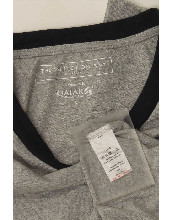 The White Company Herren-Oberteil, langärmelig, groß, graues Farbblock-Polyester