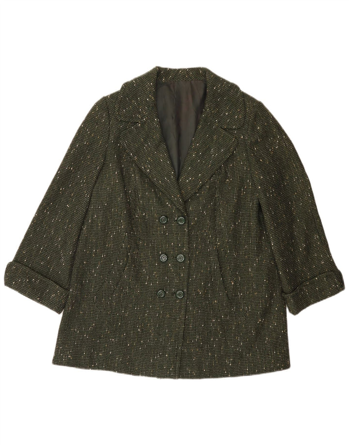Vintage Womens Overcoat UK 14 Large Green Flecked