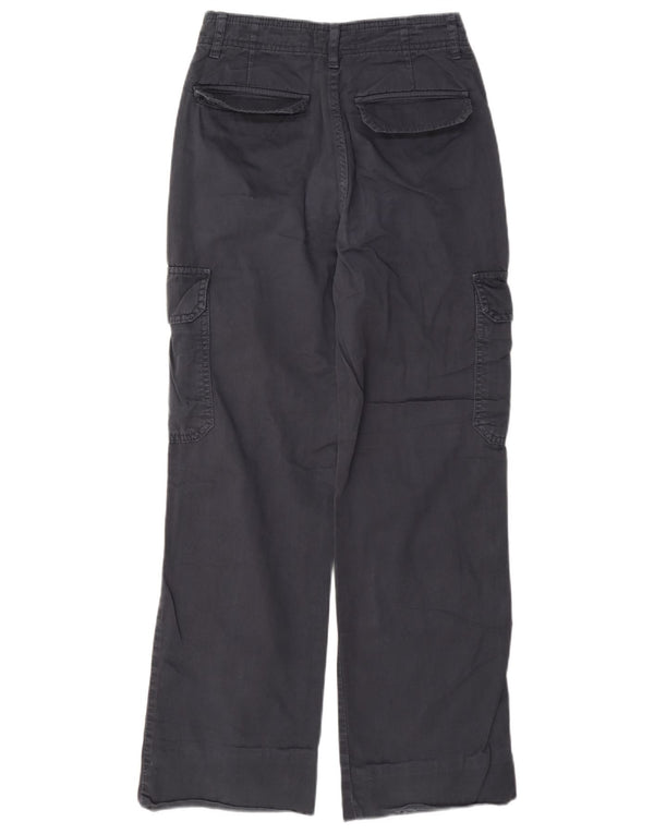 Zara Womens High Waist Loose Fit Cargo Trousers EU 32 2XS W22 L28 Navy Blue
