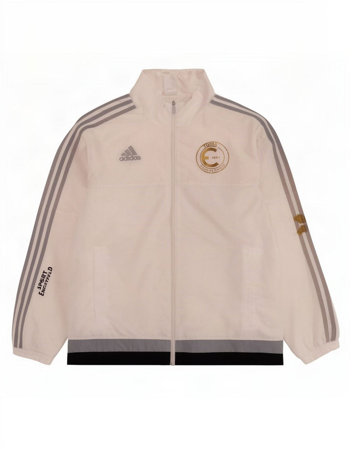 Adidas Mens Graphic Tracksuit Top Jacket Large White Colourblock Polyester