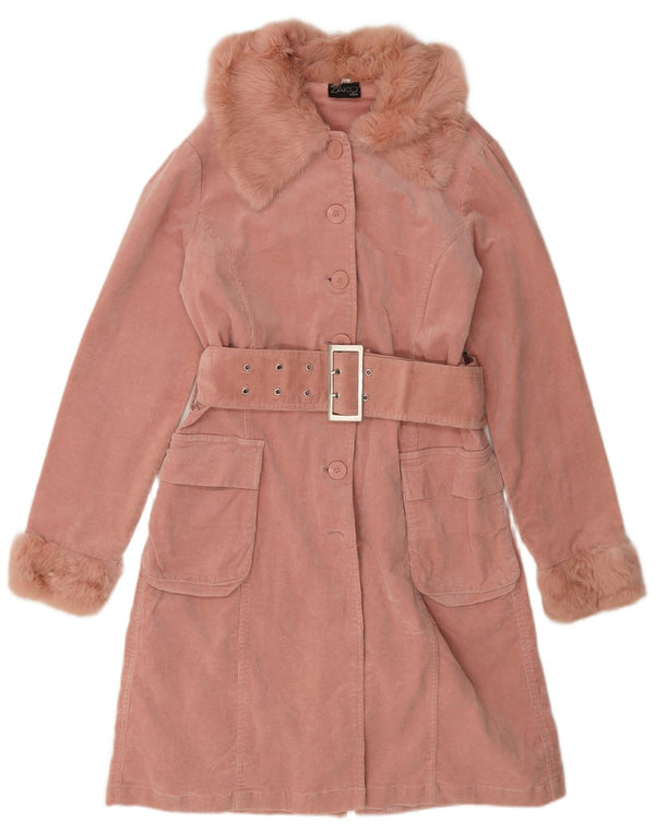 Vintage Damen Cordmantel UK 10 Kleine rosa Baumwolle
