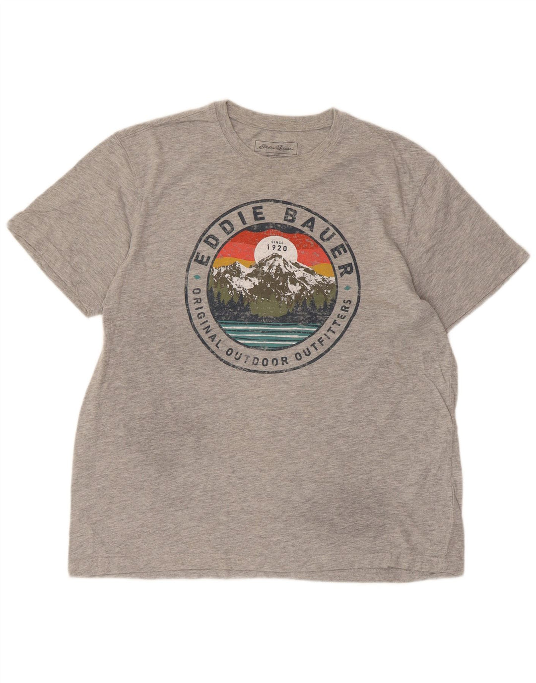 Eddie Bauer Mens Graphic T-Shirt Top Large Grey Flecked Cotton