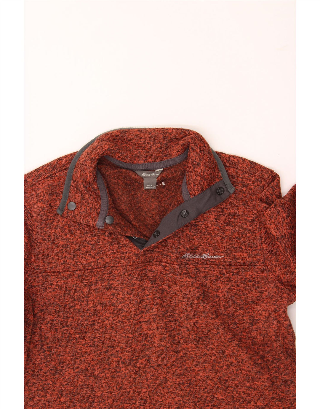 EDDIE BAUER Mens Button Neck Sweatshirt Jumper Medium Red Flecked Vintage Eddie Bauer and Second-Hand Eddie Bauer from Messina Hembry 