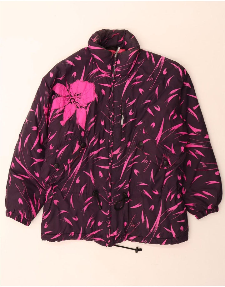Diadora Womens Oversized Windbreaker Coat UK 14 Medium Purple Floral