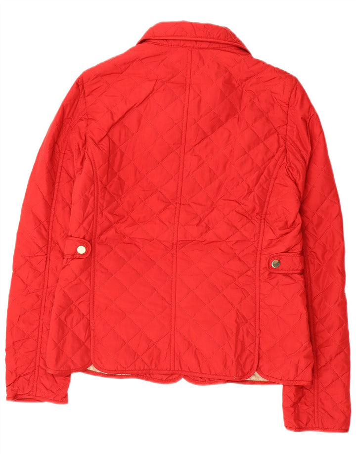 ZARA Quiltet jakke til kvinder UK 12 Medium Rød Polyester