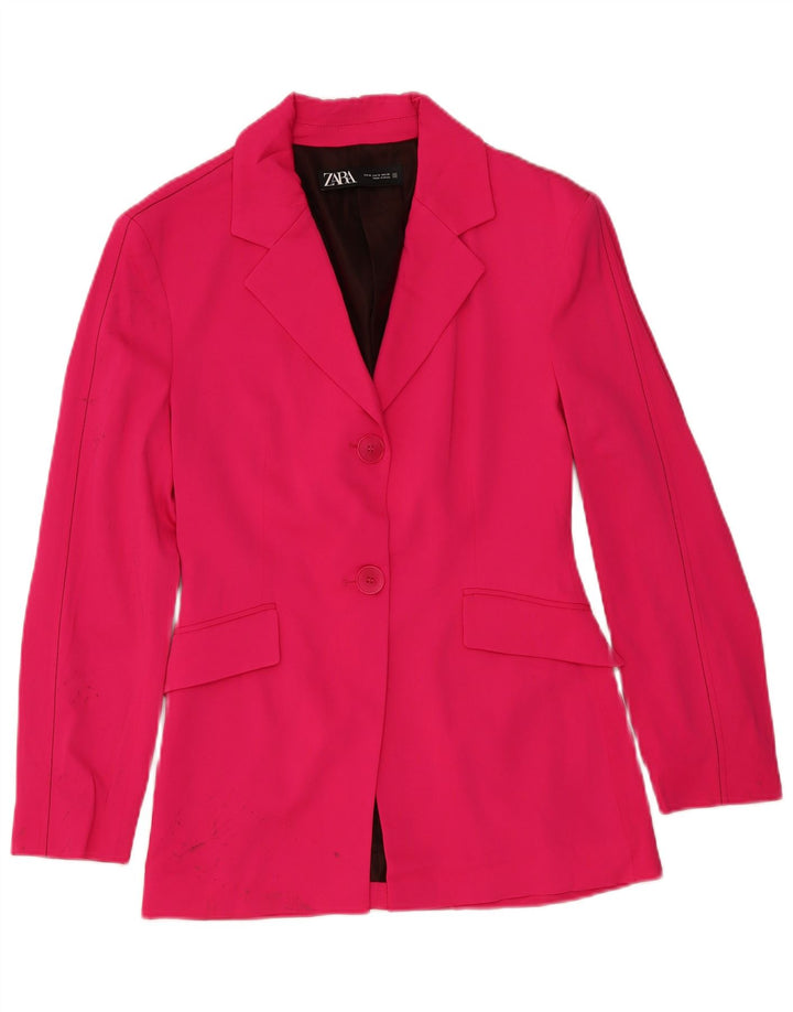 Zara Womens 2 Button Blazer Jacket UK 12 Medium Pink Viscose