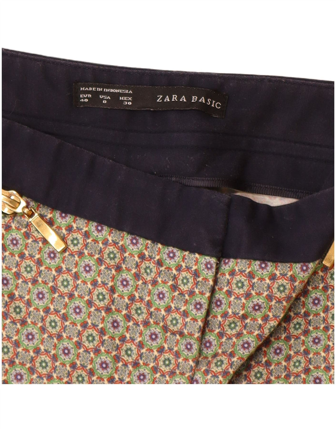 Zara Womens Cropped Trousers EU 40 Medium W30 L24 Multicolored Geometric