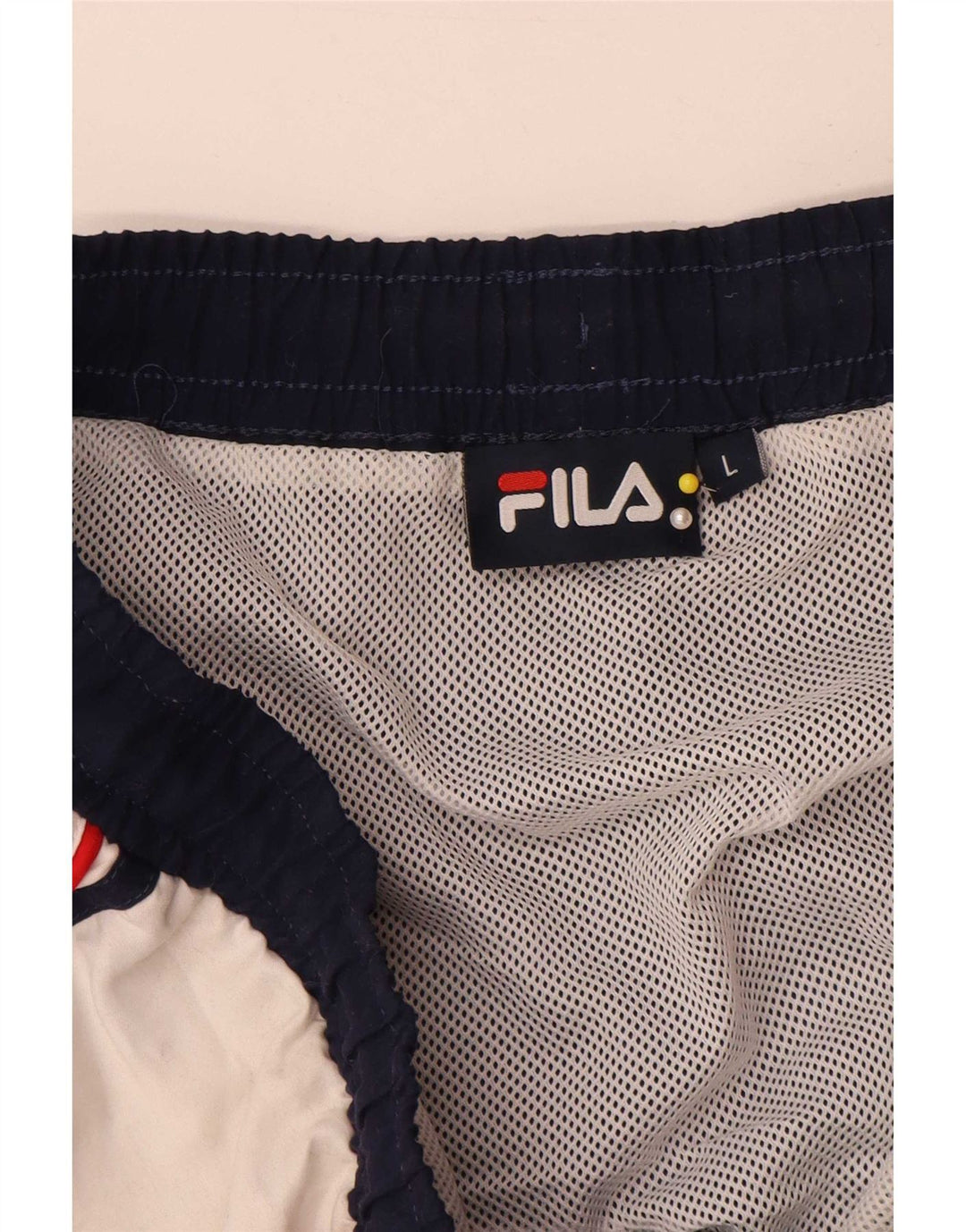 Pantaloncini da bagno da uomo Fila Large in poliestere color block blu navy