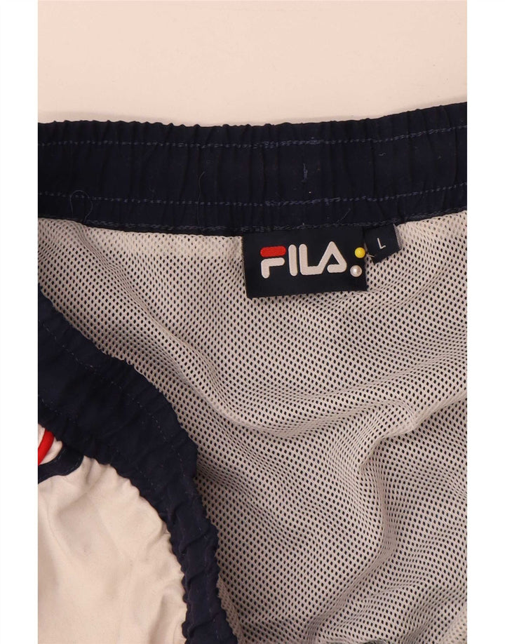 Pantaloncini da bagno da uomo Fila Large in poliestere color block blu navy