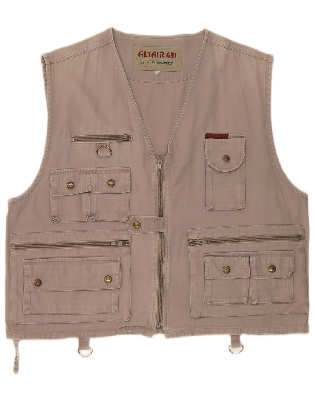 Vintage Herre Utility Gilet UK 38 Medium Grey
