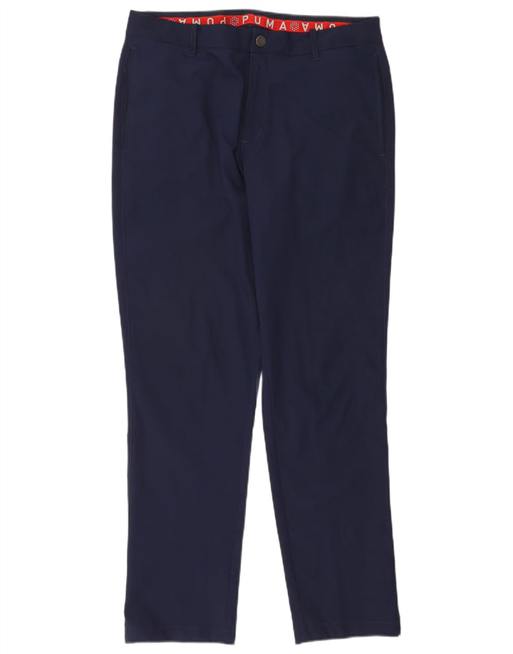 Puma Mens Slim Chino Trousers W34 L32 Navy Blue Polyester