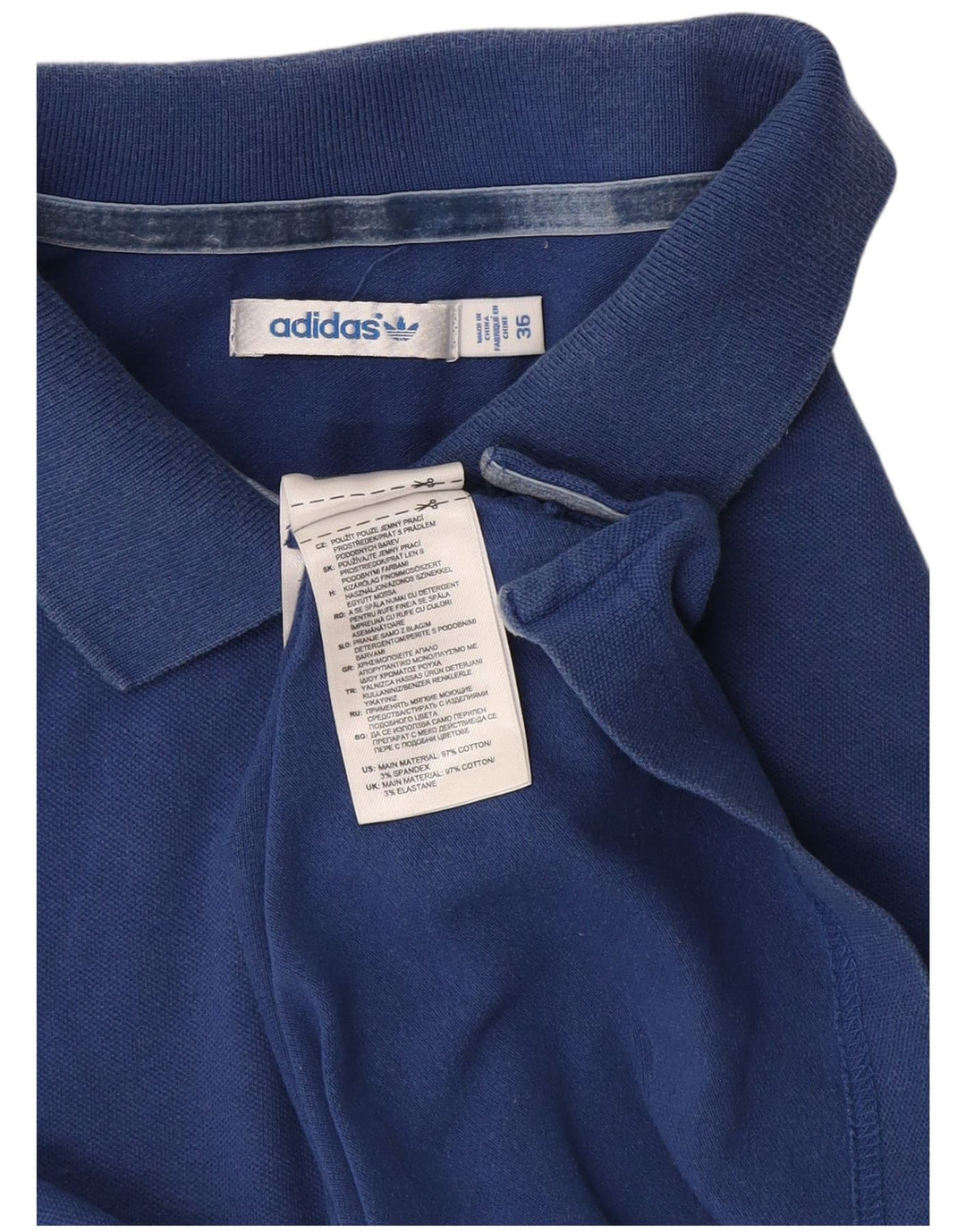 Adidas Womens Polo Shirt EU 36 Small Navy Blue Cotton