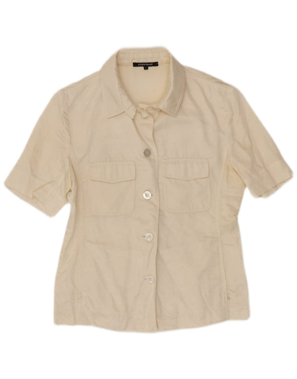 Camicia a maniche corte da donna Paolo Tonali UK 10 Small lino bianco sporco