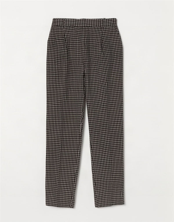 Zara Womens High Waist Chino Trousers EU 40 Medium W30 L27 Black Gingham