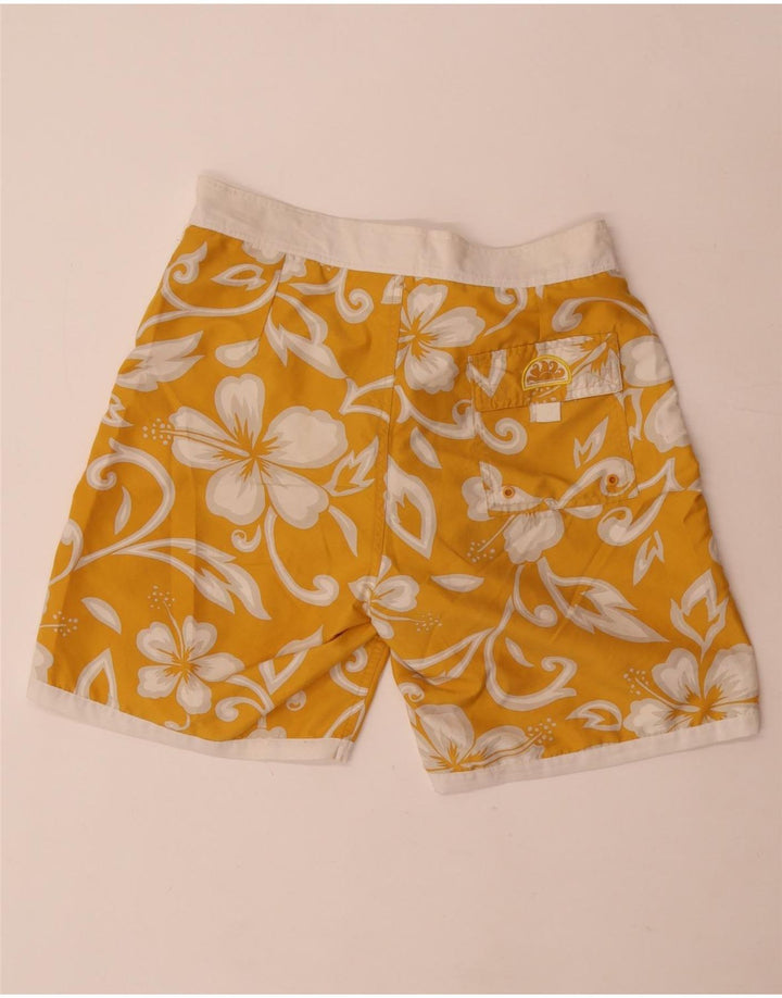 Sundek Mens Swimming Shorts IT 48 Medium Yellow Floral Polyester