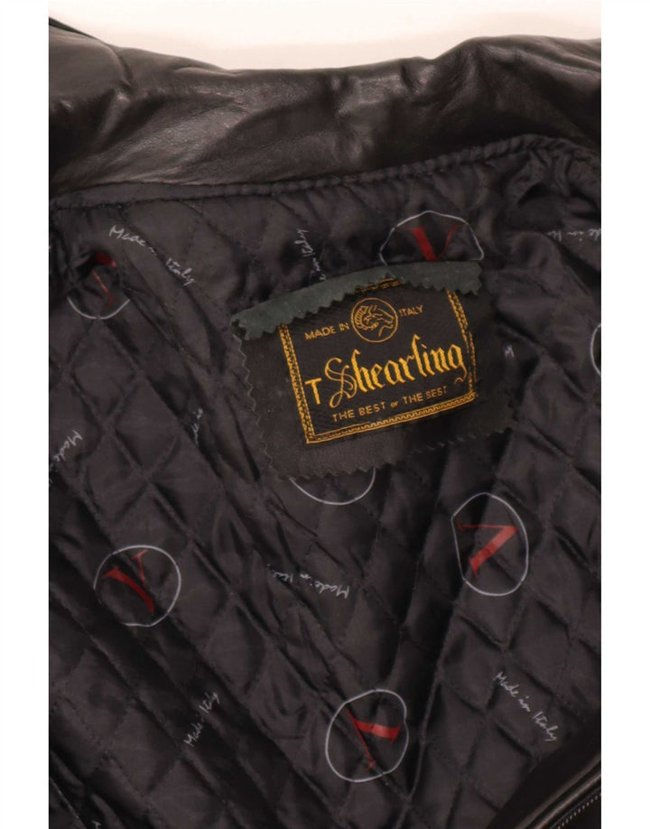 Vintage męska kurtka skórzana UK 36 Small Black Shearling