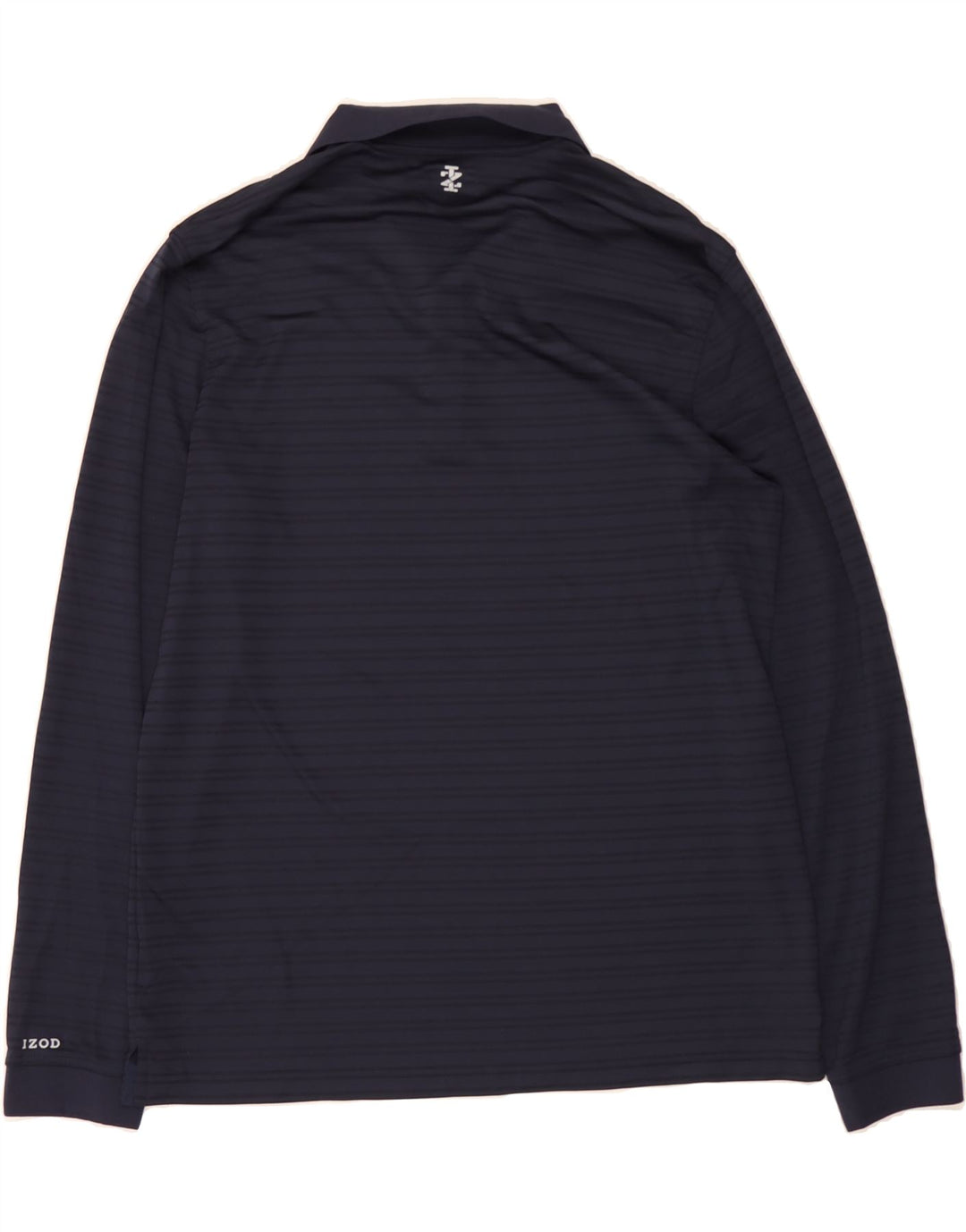 IZOD Mens Long Sleeve Polo Shirt Large Navy Blue Striped Polyester Vintage Izod and Second-Hand Izod from Messina Hembry 