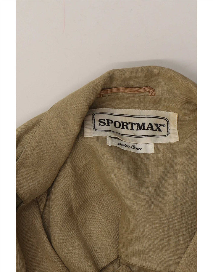 Sportmax Womens Double Breasted Blazer Jacket UK 12 Medium Green Linen
