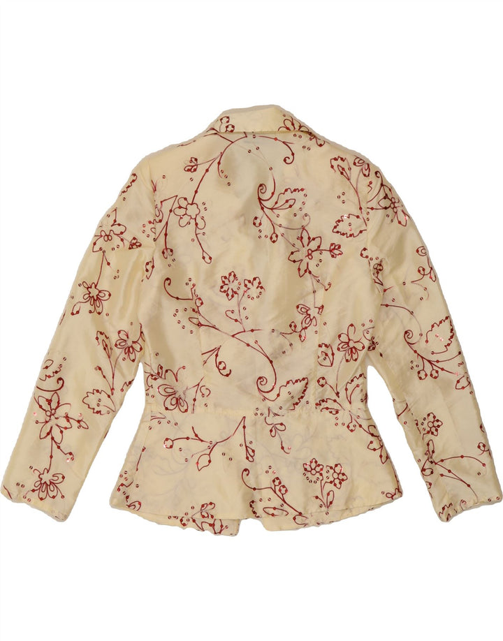 YOUR SIXTH SENSE Womens Blazer Jacket UK 10 Small Off White Floral Vintage Your Sixth Sense and Second-Hand Your Sixth Sense from Messina Hembry 