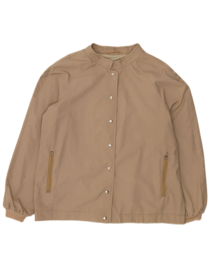 VINTAGE Womens Bomber Jacket UK 14 Large Beige