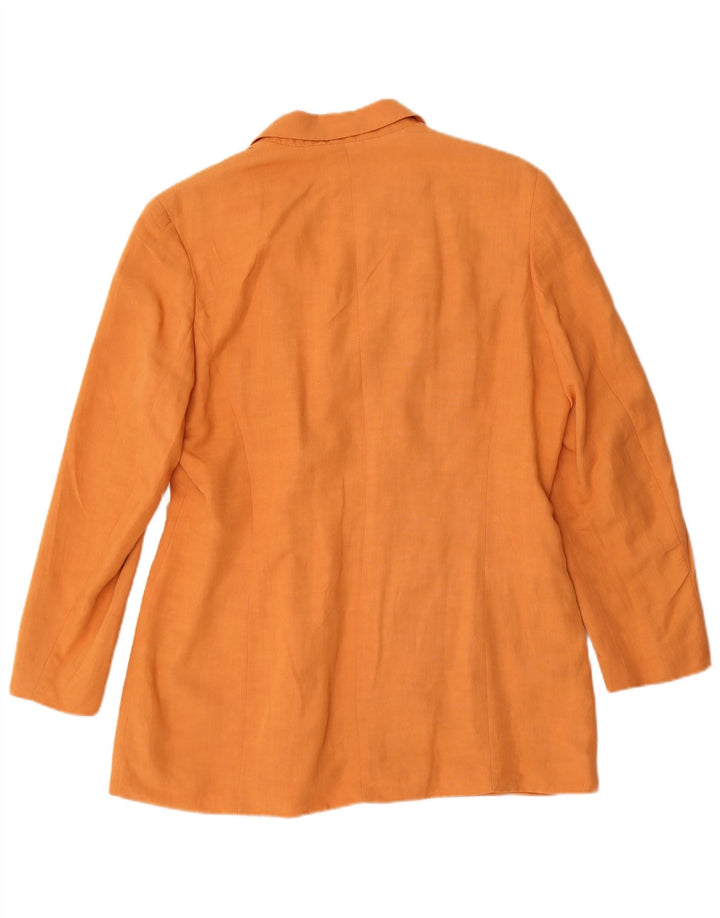 Giacca blazer doppiopetto vintage da donna UK 16 grande viscosa arancione