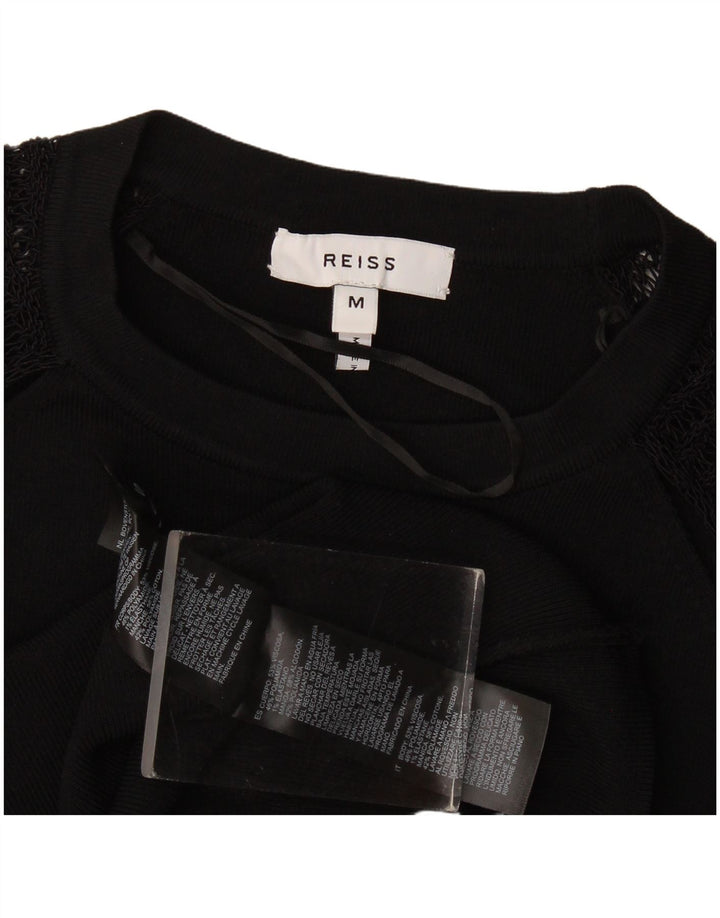 Reiss Womens Crew Neck Jumper Sweater UK 12 Medium Black Viscose