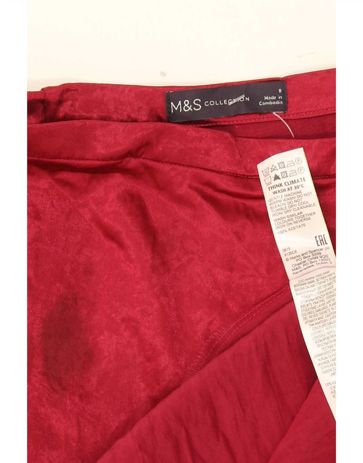Marks & Spencer Womens A-Line Skirt UK 8 Small W26 Red Acetate