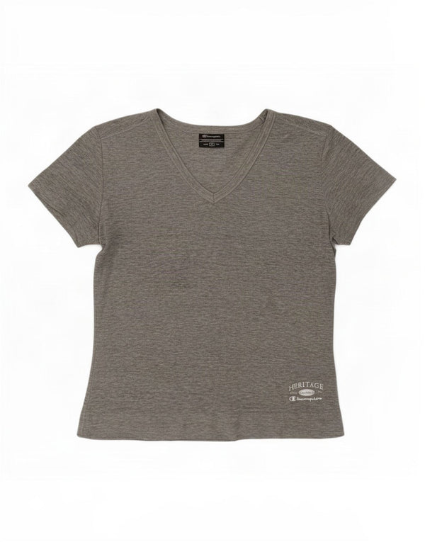 Champion Women T-Shirt Top UK 12 Medium Grey