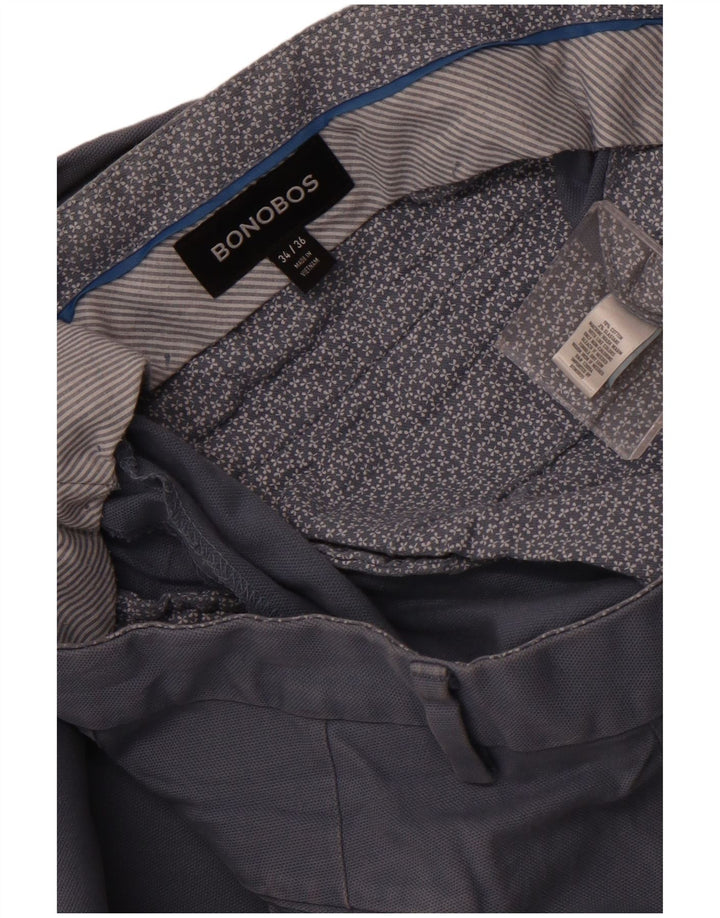 BONOBOS Mens Slim Suit Trousers W34 L36 Blue Cotton