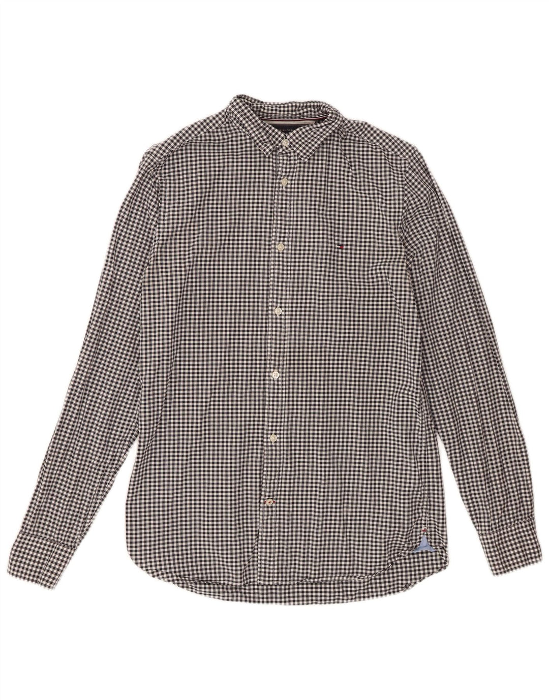 Tommy Hilfiger Mens Shirt Small Black Gingham Cotton
