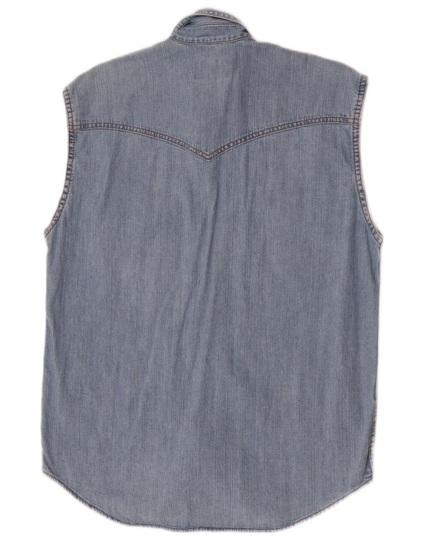 Wrangler Herren ärmelloses Jeanshemd, klein, aus blauer Baumwolle