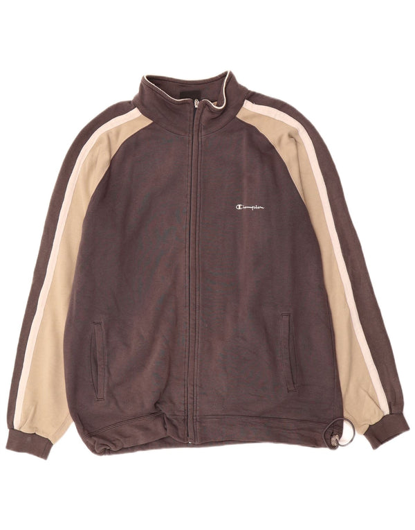 Giacca da tuta da uomo Champion, taglia grande, in cotone color block marrone