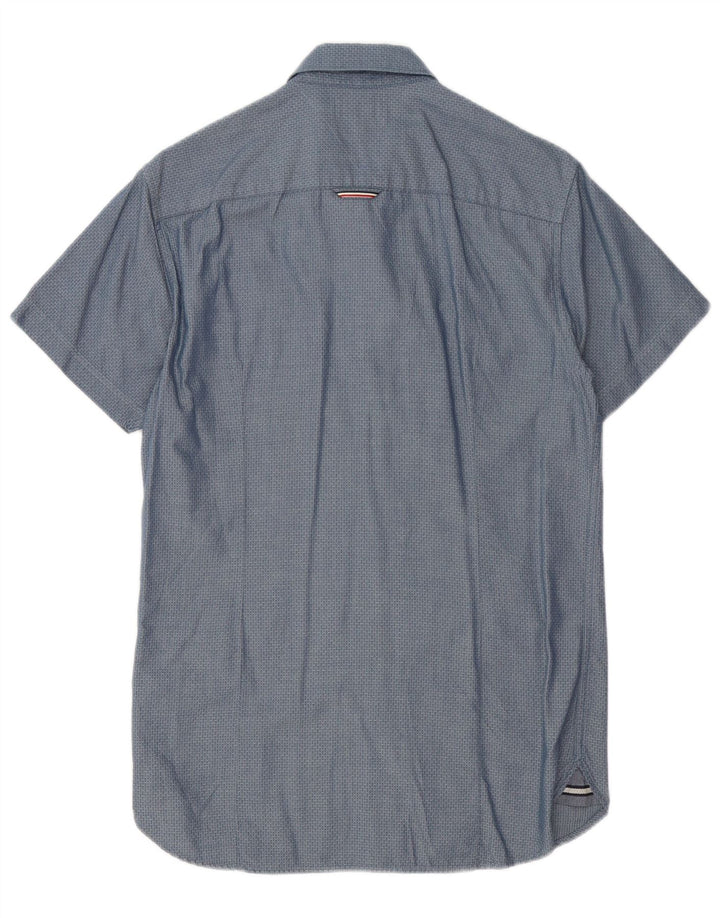 Tommy Hilfiger Mens Short Sleeve Shirt Small Blue Spotted Cotton